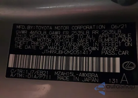 2021 Lexus Ux 250H F Sport z USA, uszkodzony, nr VIN JTHR9JBH2M2051417